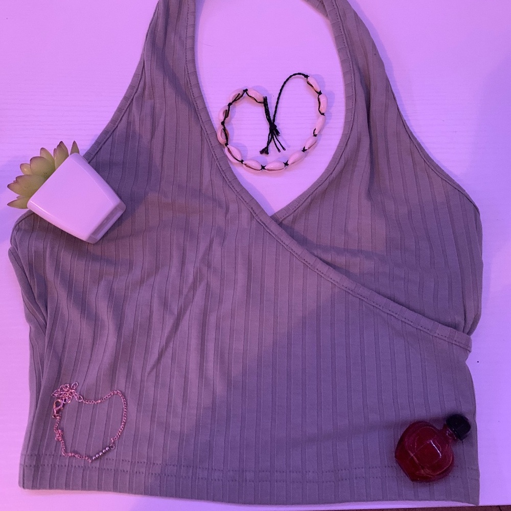 A army green halter top